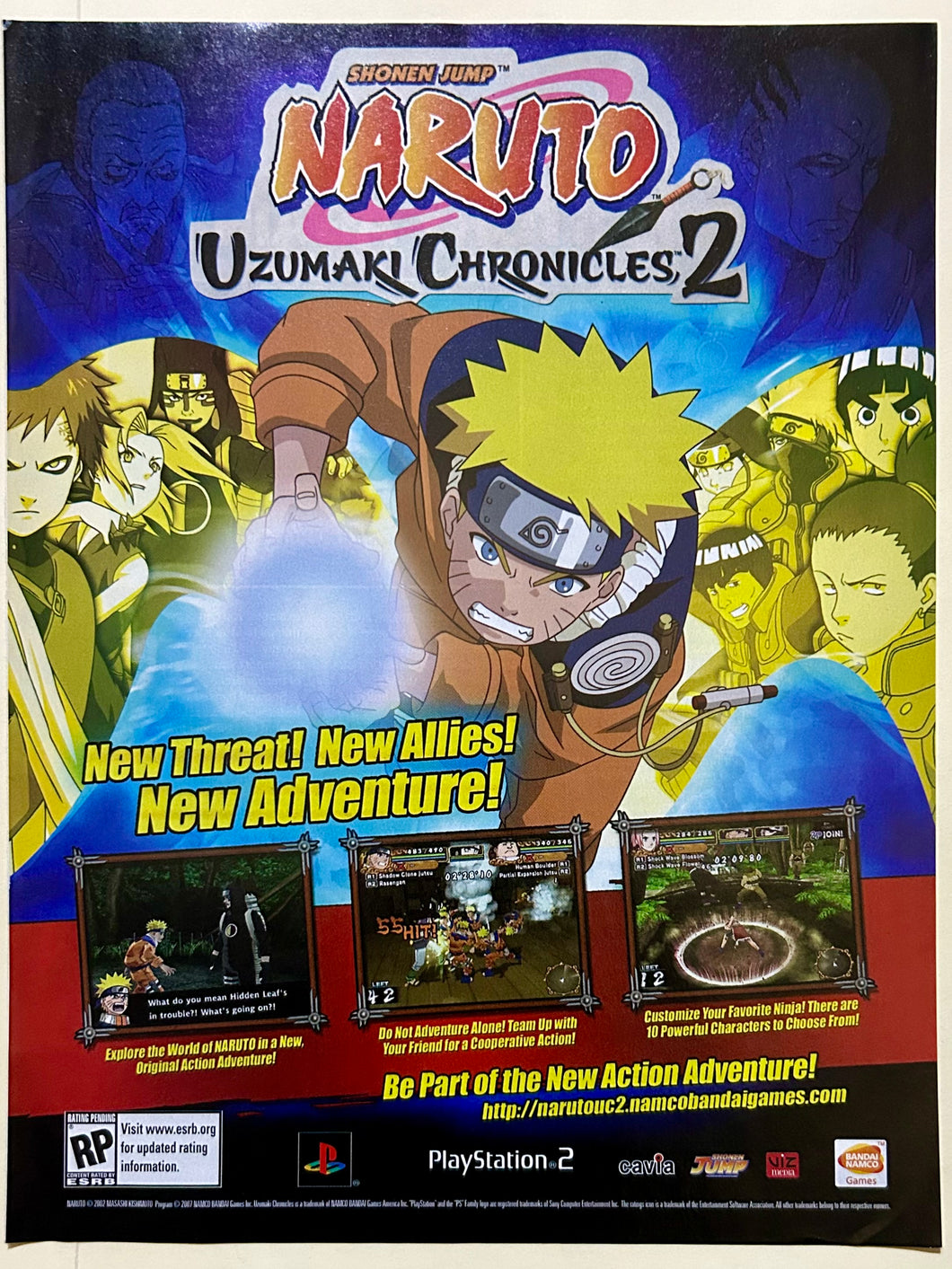 Naruto Uzumaki Chronicles 2 - PS2 - Original Vintage Advertisement - Print Ads - Laminated A4 Poster