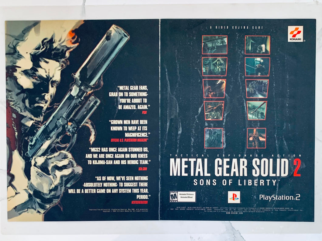 Metal Gear Solid 2: Sons of Liberty - PS2 - Original Vintage Advertisement - Print Ads - Laminated A3 Poster