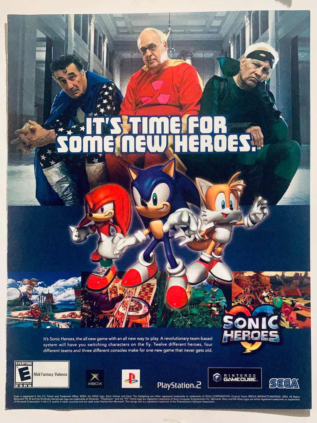 Sonic Heroes - PS2 NGC Xbox - Original Vintage Advertisement - Print Ads - Laminated A4 Poster