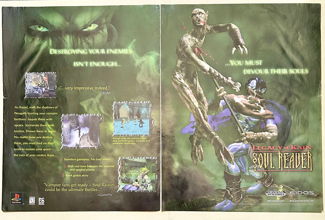 Legacy of Kain: Soul Reaver - PlayStation PC - Original Vintage Advertisement - Print Ads - Laminated A3 Poster