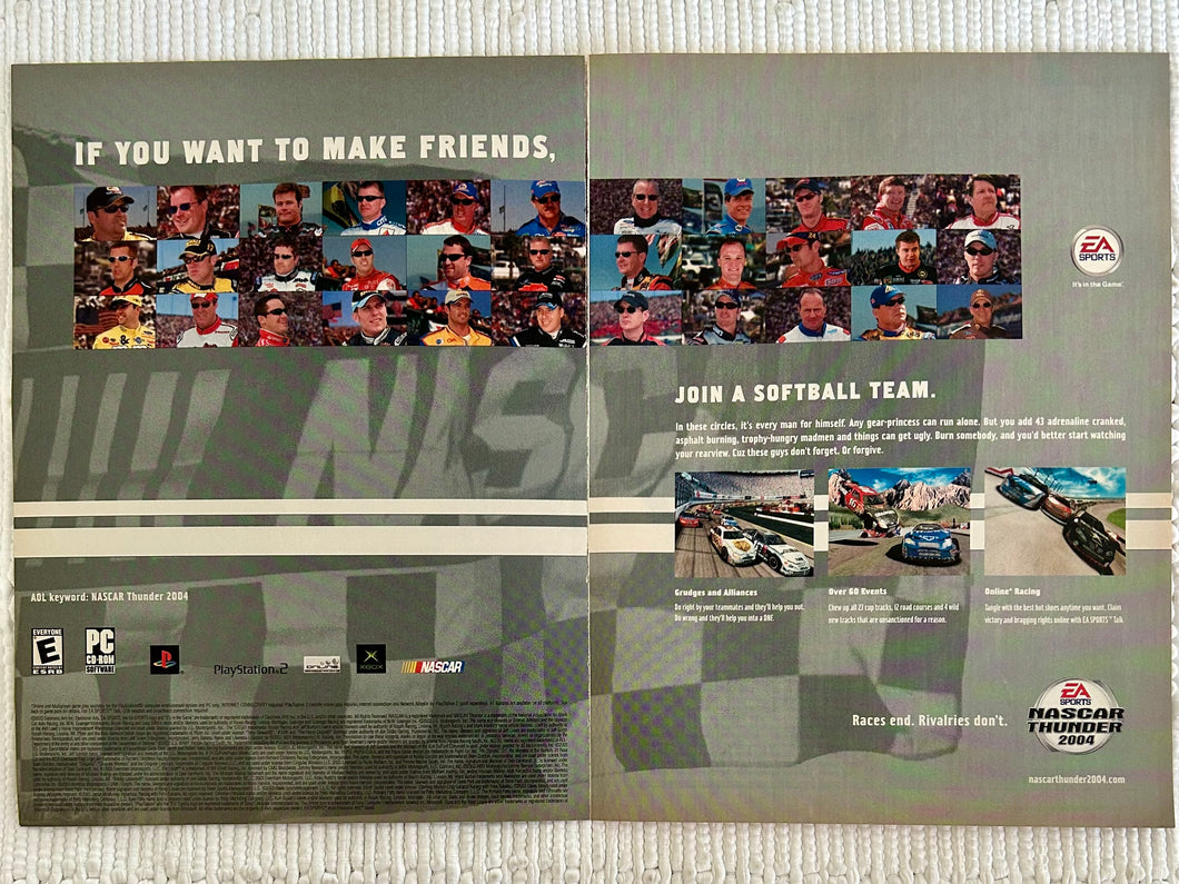 NASCAR Thunder 2004 - PS2 Xbox PC - Original Vintage Advertisement - Print Ads - Laminated A3 Poster
