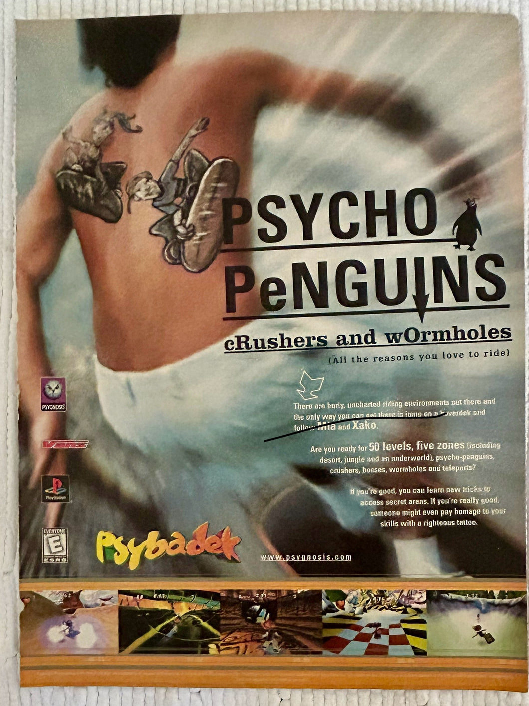 Psybadek - PlayStation - Original Vintage Advertisement - Print Ads - Laminated A4 Poster