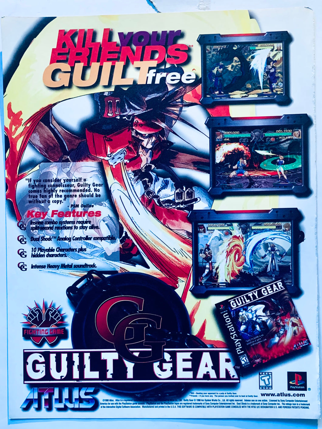 Guilty Gear - PlayStation - Original Vintage Advertisement - Print Ads - Laminated A4 Poster