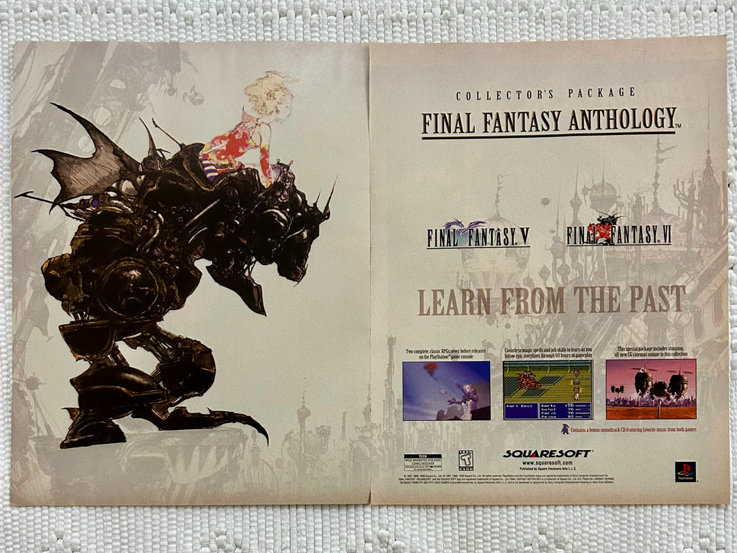 Final Fantasy Anthology - PlayStation - Original Vintage Advertisement - Print Ads - Laminated A3 Poster