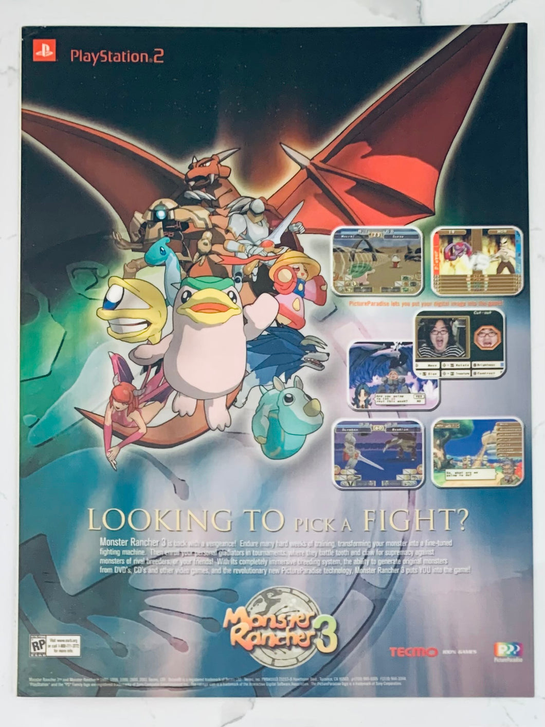 Monster Rancher 3 - PS2 - Original Vintage Advertisement - Print Ads - Laminated A4 Poster