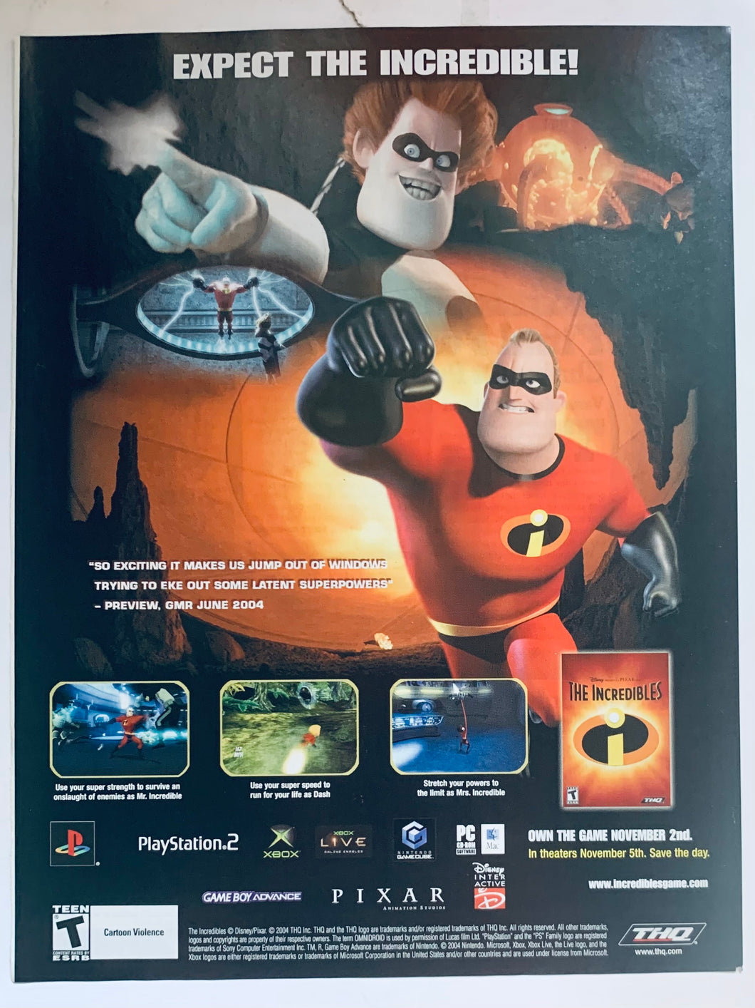 The Incredibles - PS2 NGC Xbox - Original Vintage Advertisement - Print Ads - Laminated A4 Poster