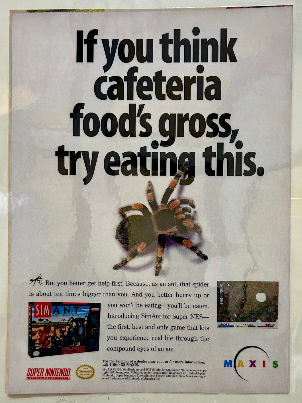 SimAnt - SNES - Original Vintage Advertisement - Print Ads - Laminated A4 Poster