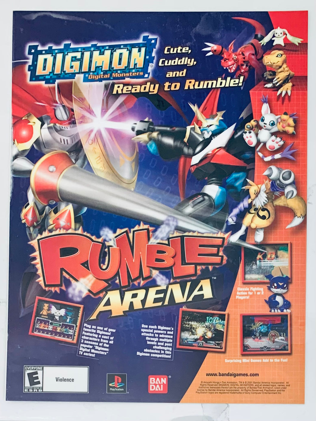 Digimon Rumble Arena - PlayStation - Original Vintage Advertisement - Print Ads - Laminated A4 Poster