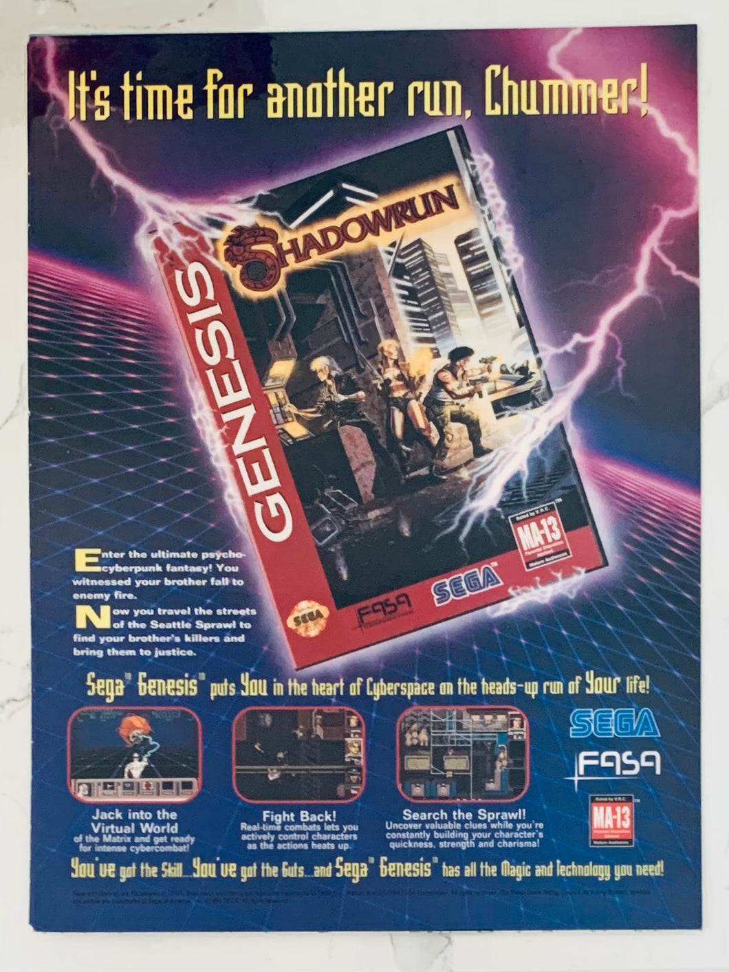 Shadowrun - Genesis - Original Vintage Advertisement - Print Ads - Laminated A4 Poster