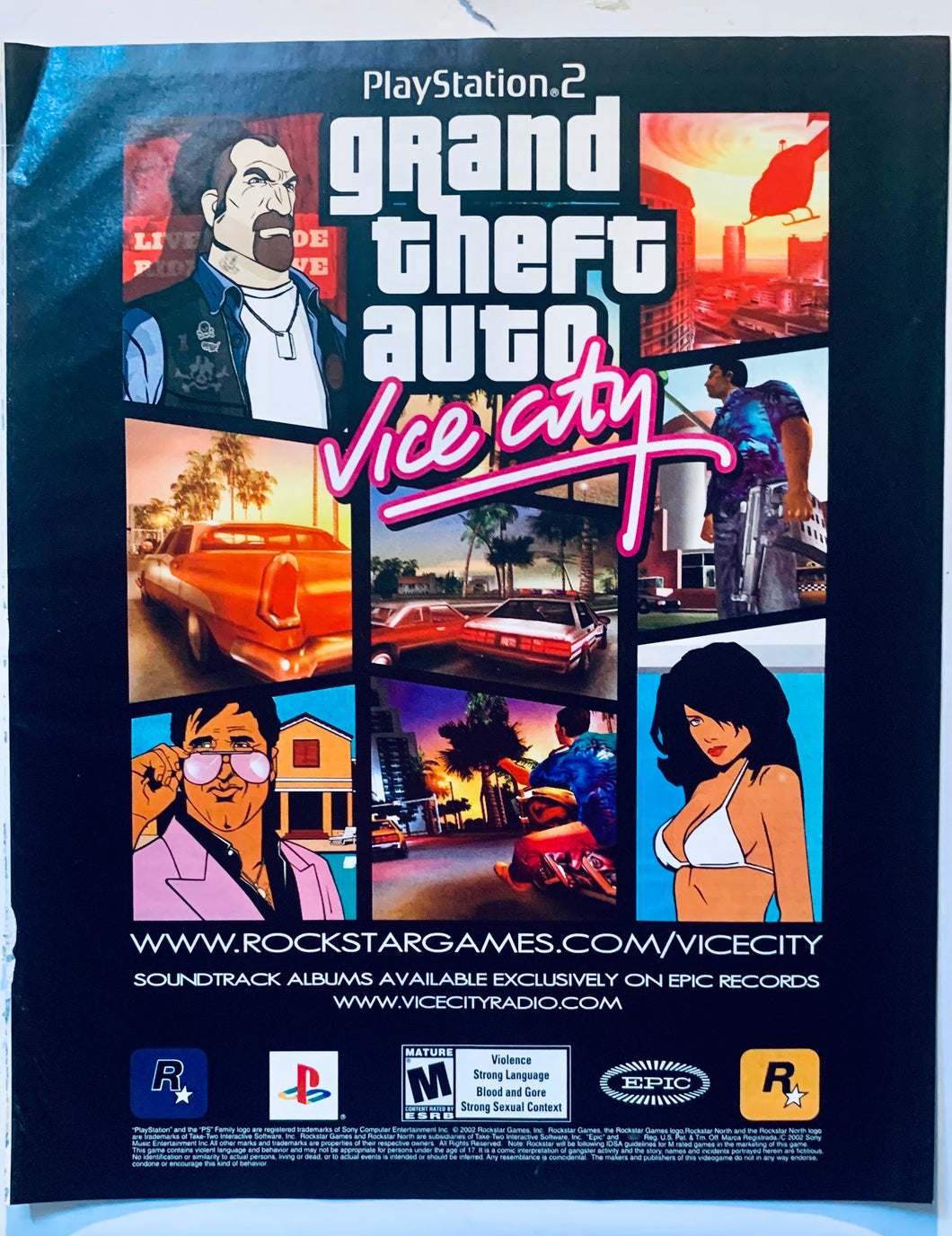 Grand Theft Auto: Vice City - PS2 - Original Vintage Advertisement - Print Ads - Laminated A4 Poster