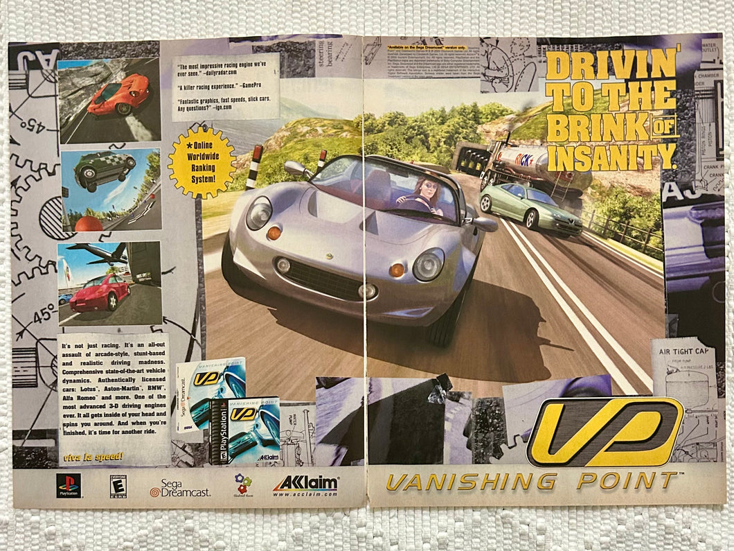 Vanishing Point - PlayStation Dreamcast - Original Vintage Advertisement - Print Ads - Laminated A3 Poster