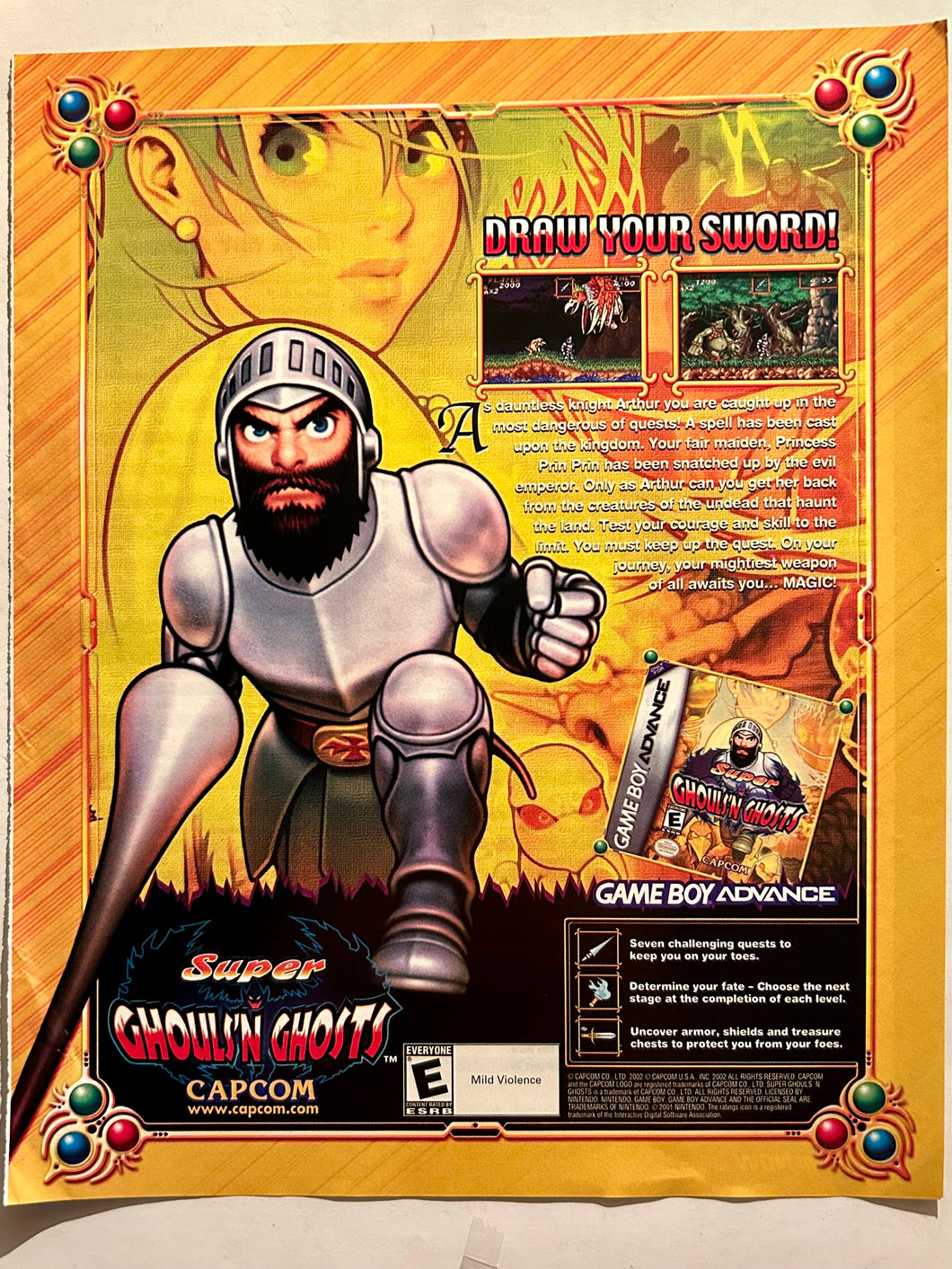 Super Ghouls’n Ghosts - GBA - Original Vintage Advertisement - Print Ads - Laminated A4 Poster