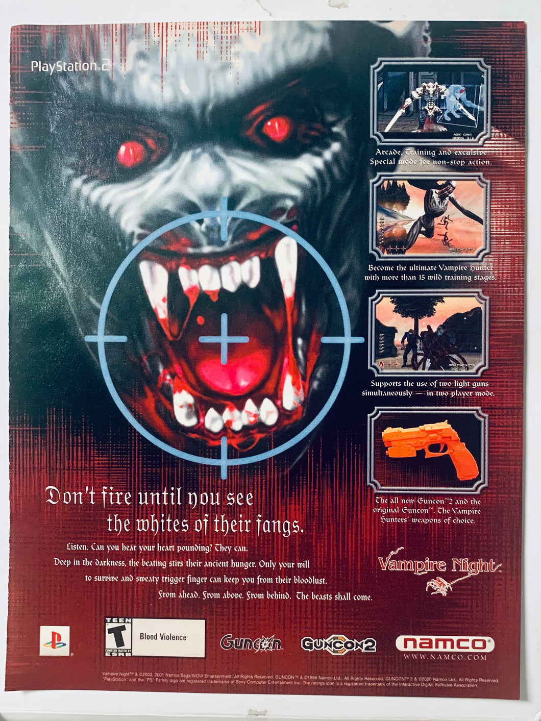 Vampire Night - PS2 - Original Vintage Advertisement - Print Ads - Laminated A4 Poster