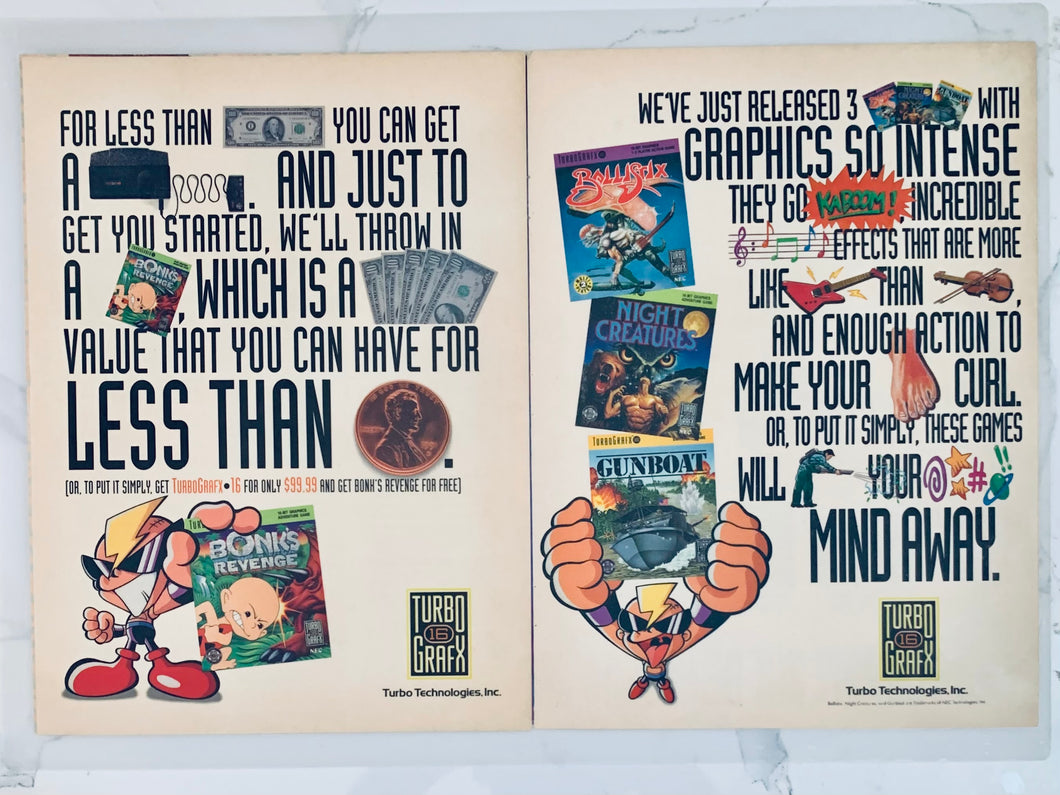 Turbografx-16 Games - Original Vintage Advertisement - Print Ads - Laminated A3 Poster