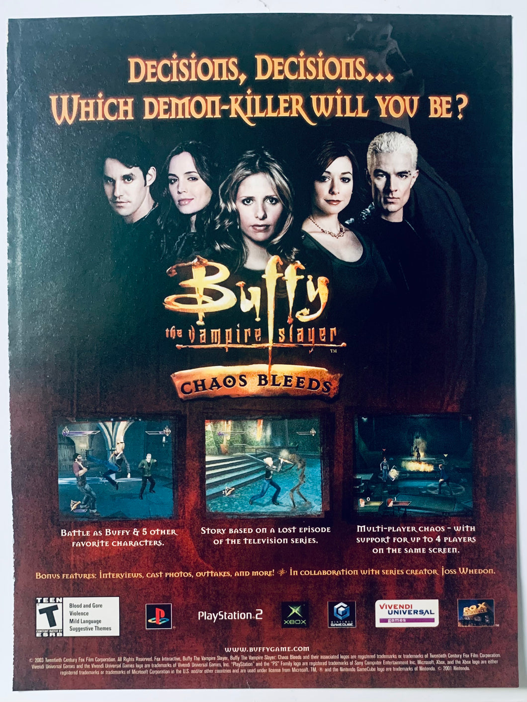 Buffy The Vampire Slayer: Chaos Bleeds - PS2 NGC Xbox - Original Vintage Advertisement - Print Ads - Laminated A4 Posteri