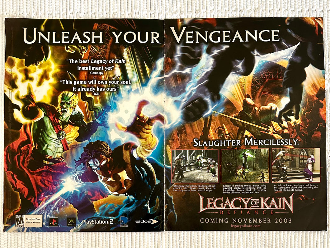 Legacy of Kain: Defiance - PS2 Xbox - Original Vintage Advertisement - Print Ads - Laminated A3 Poster