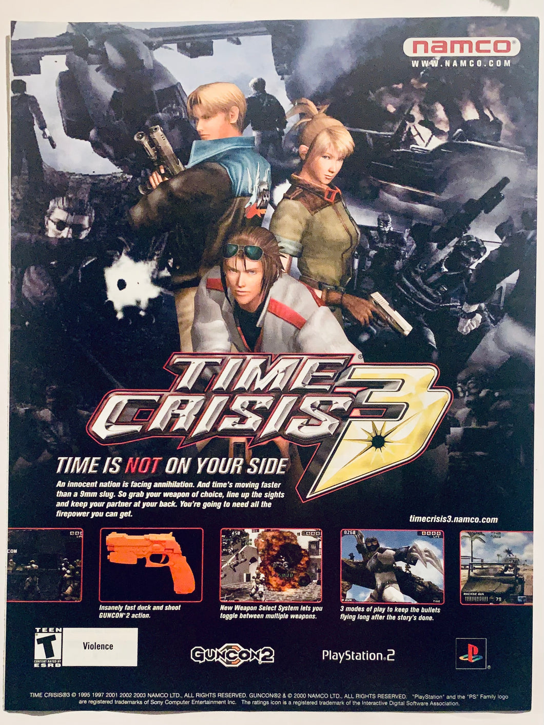 Time Crisis 3 - PS2 - Original Vintage Advertisement - Print Ads - Laminated A4 Poster