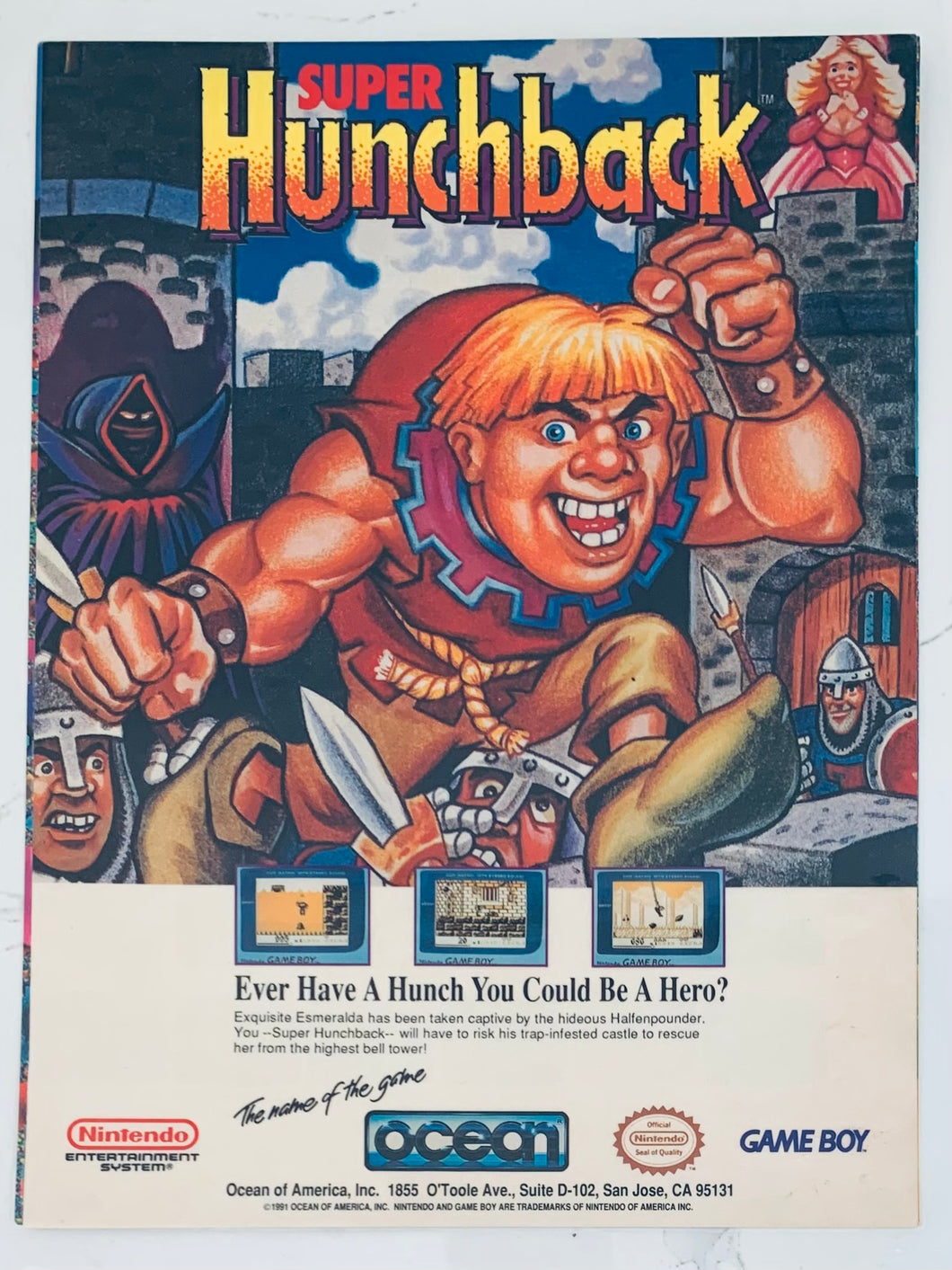 Super Hunchback - NES GB - Original Vintage Advertisement - Print Ads - Laminated A4 Poster