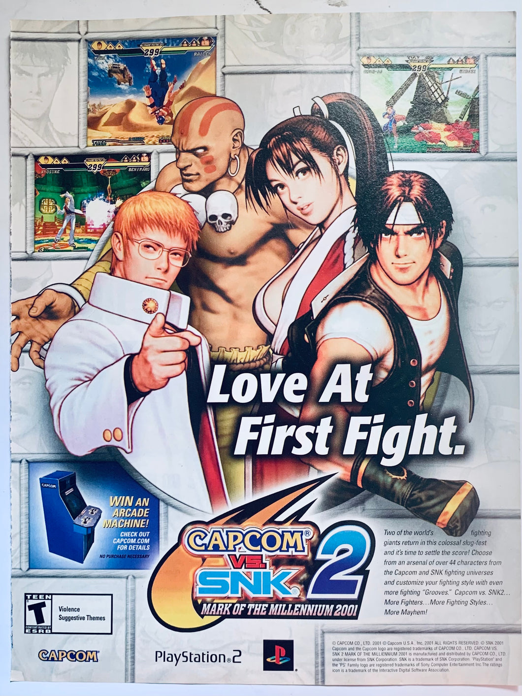 Capcom vs. SNK 2: Mark of the Millennium 2001 - PS2 - Original Vintage Advertisement - Print Ads - Laminated A4 Poster