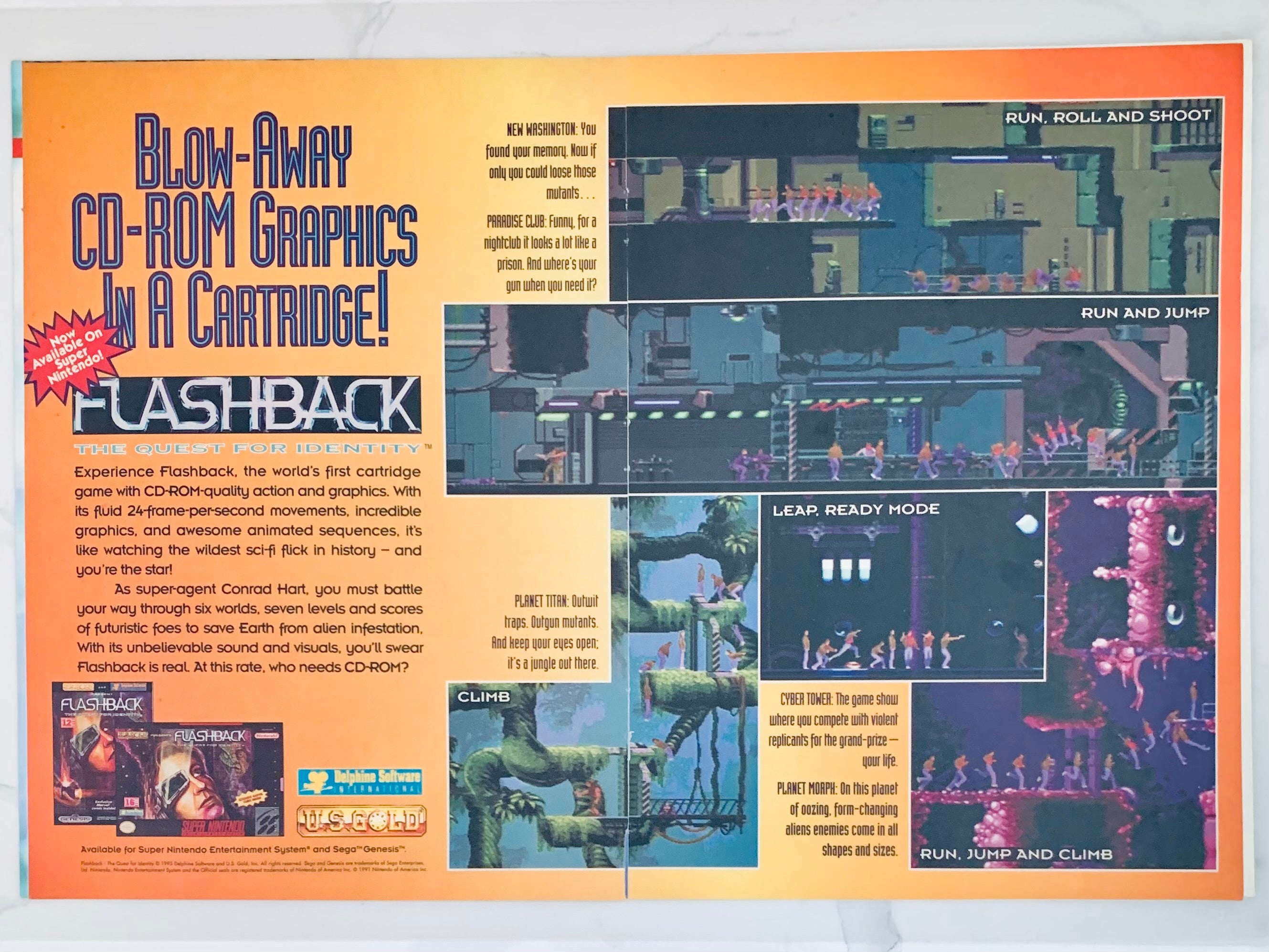 Flashback - SNES Genesis - Original Vintage Advertisement - Print Ads ...
