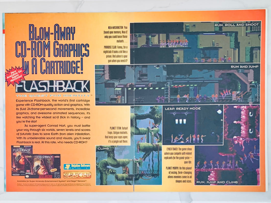 Flashback - SNES Genesis - Original Vintage Advertisement - Print Ads - Laminated A3 Poster