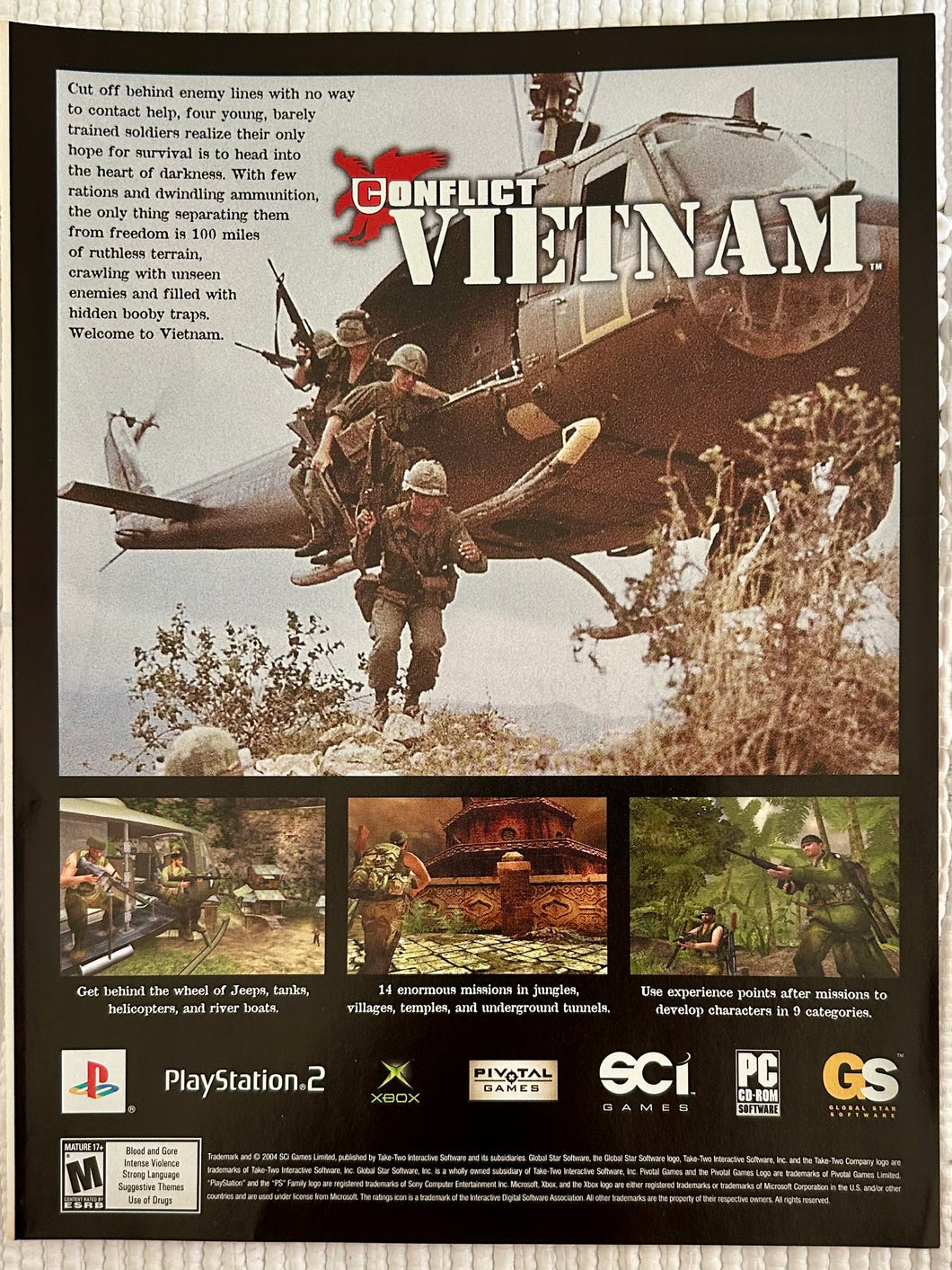 Conflict Vietnam - PS2 Xbox - Original Vintage Advertisement - Print Ads - Laminated A4 Poster