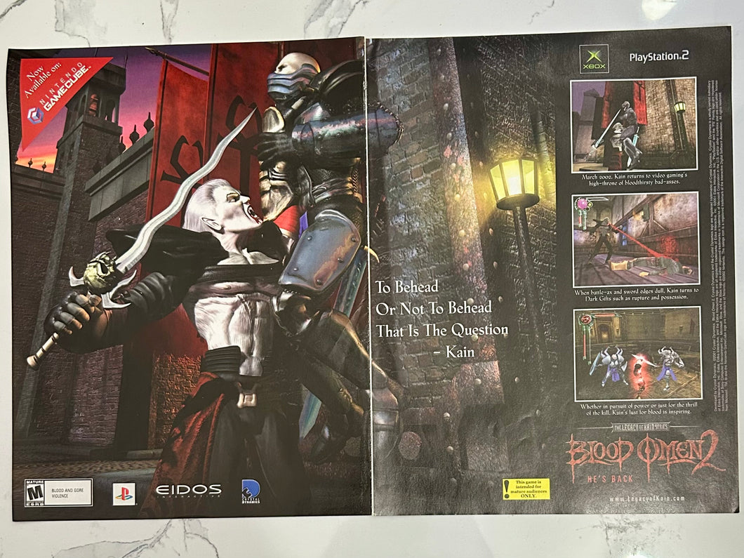 Blood Omen 2: Legacy of Kain - PS2 Xbox NGC - Original Vintage Advertisement - Print Ads - Laminated A3 Poster