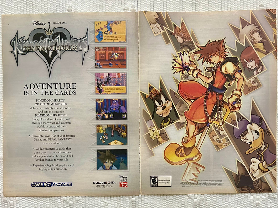 Kingdom Hearts: Chain of Memories - GBA - Original Vintage Advertisement - Print Ads - Laminated A3 Poster