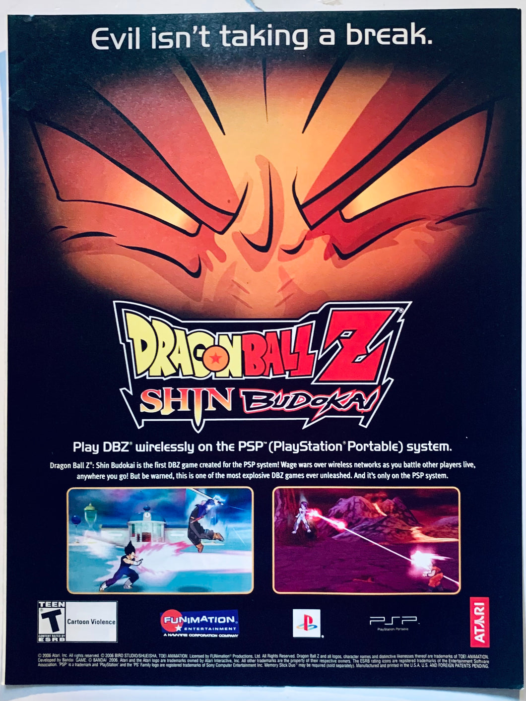 Dragon Ball Z: Shin Budokai - PSP - Original Vintage Advertisement - Print Ads - Laminated A4 Poster