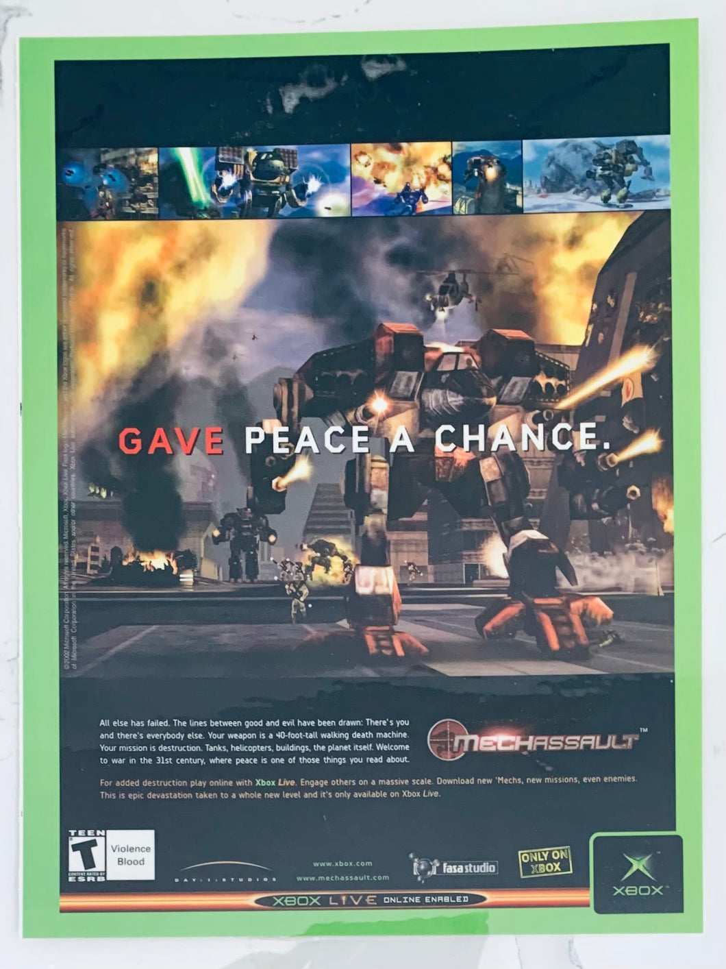 Mechassault - Xbox - Original Vintage Advertisement - Print Ads - Laminated A4 Poster