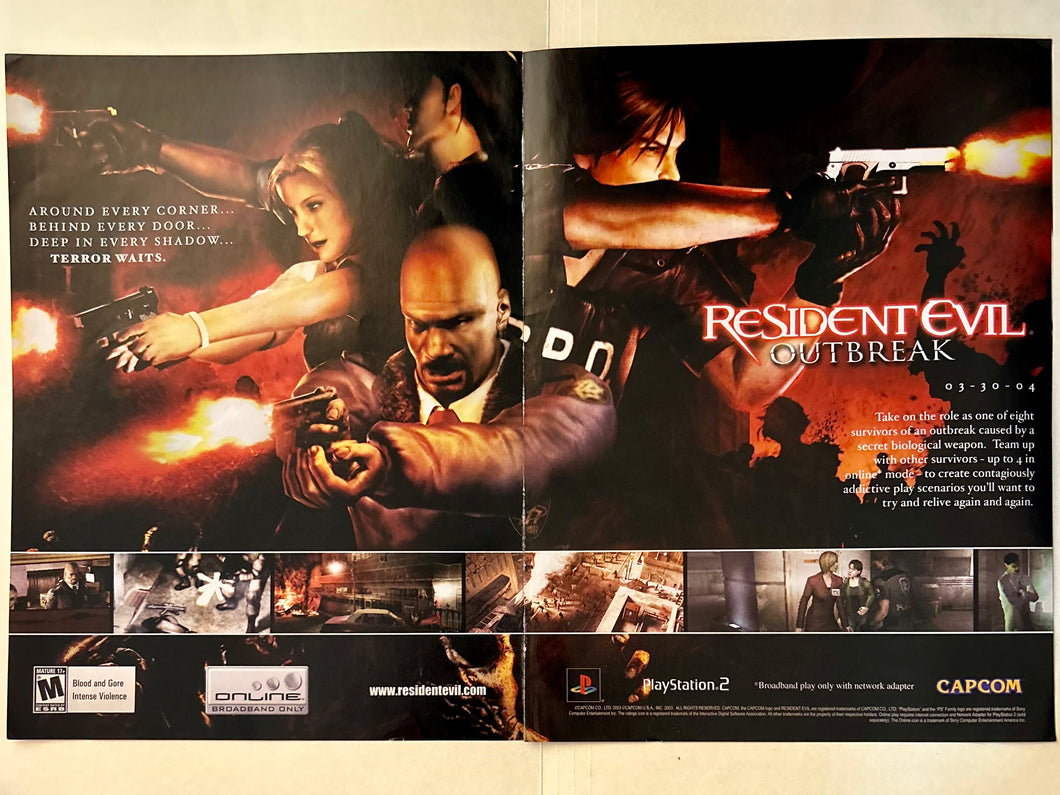 Resident Evil Outbreak - PS2 - Original Vintage Advertisement - Print Ads - Laminated A3 Poster