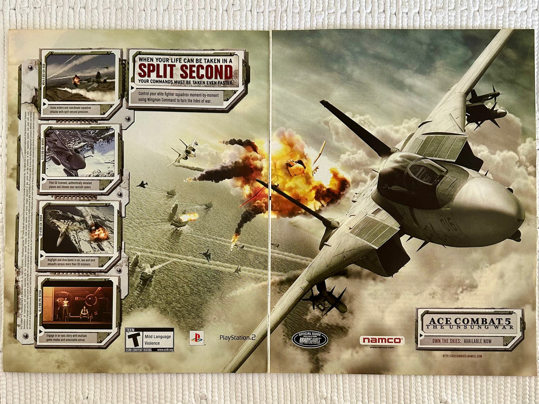 Ace Combat 5: The Unsung War - PS2 - Original Vintage Advertisement - Print Ads - Laminated A3 Poster