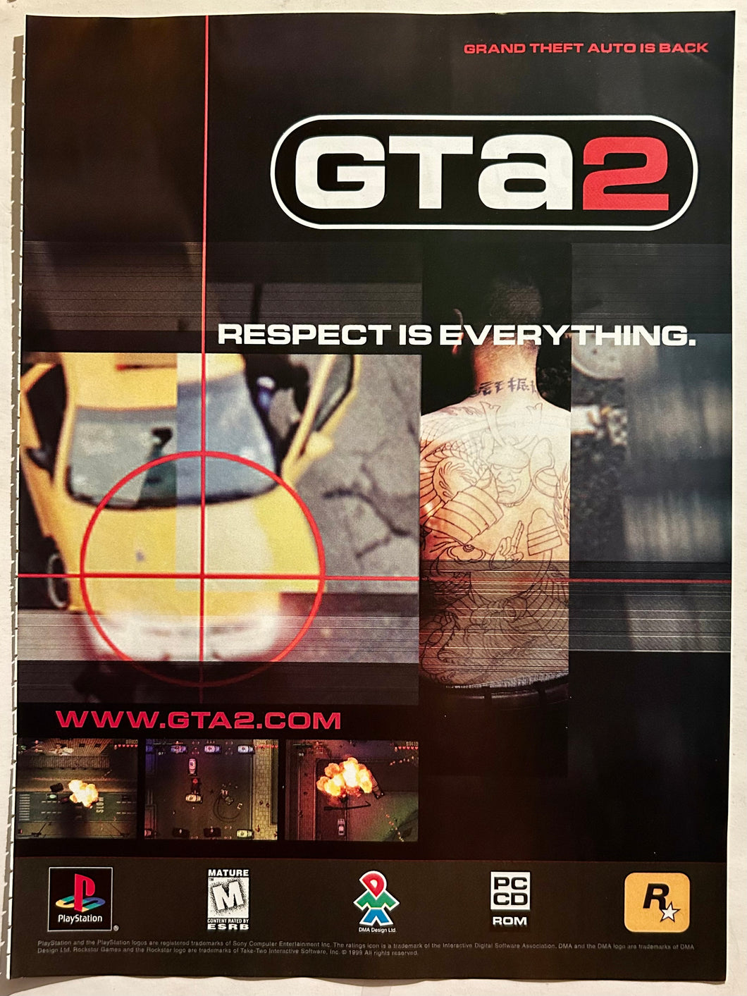 Grand Theft Auto GTA 2 - PlayStation PC - Original Vintage Advertisement - Print Ads - Laminated A4 Poster