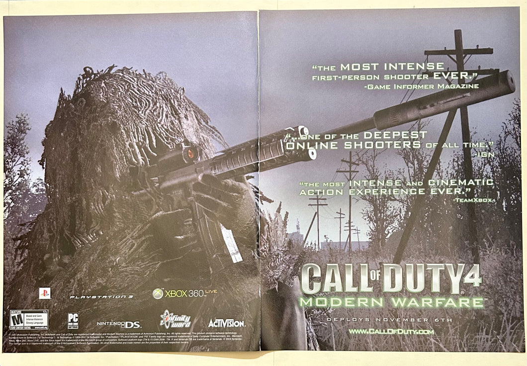 Call of Duty 4: Modern Warfare - PS3 Xbox 360 NDS PC - Original Vintage Advertisement - Print Ads - Laminated A3 Poster