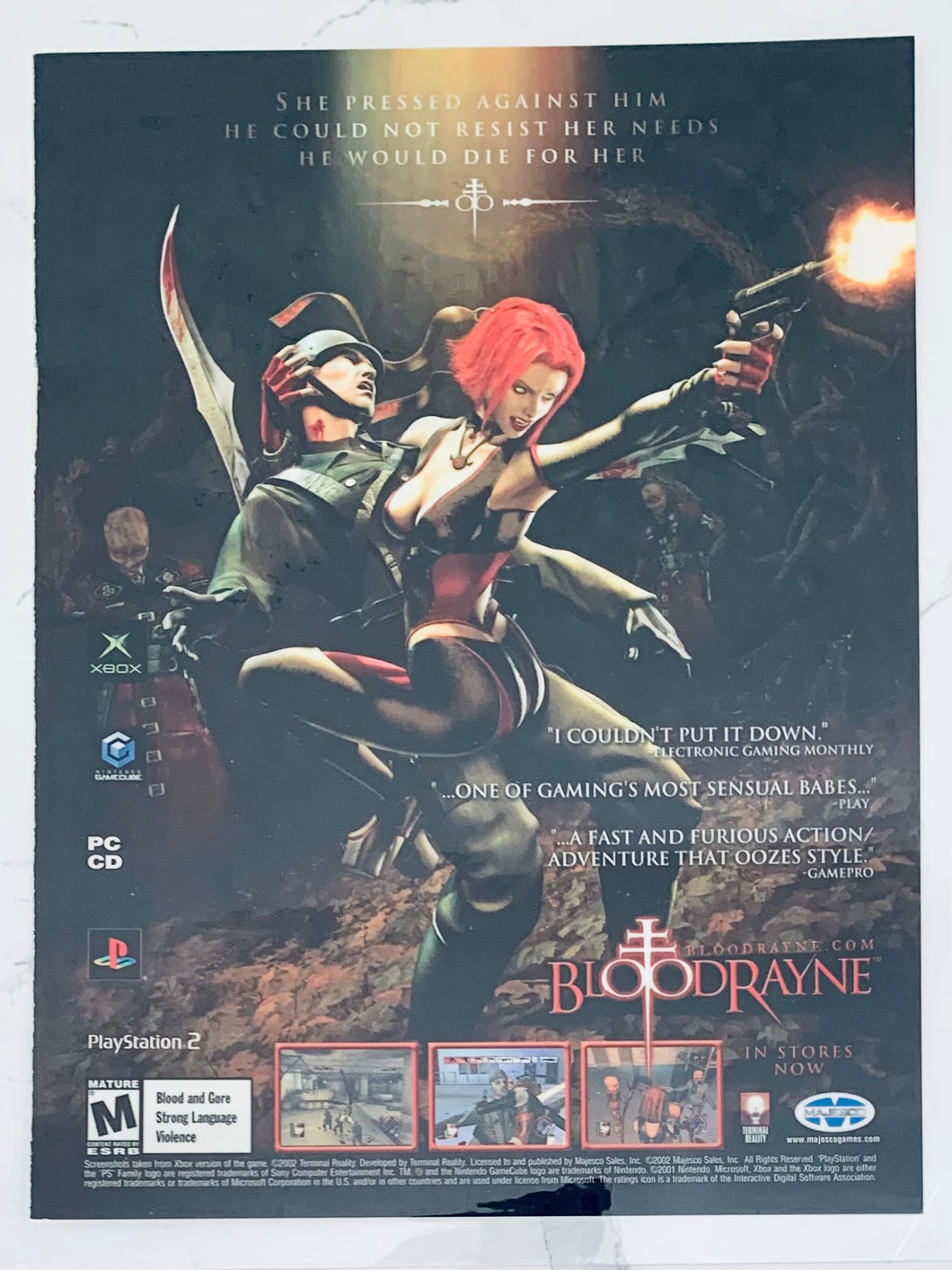 Bloodrayne - PS2 NGC Xbox PC - Original Vintage Advertisement - Print Ads - Laminated A4 Poster