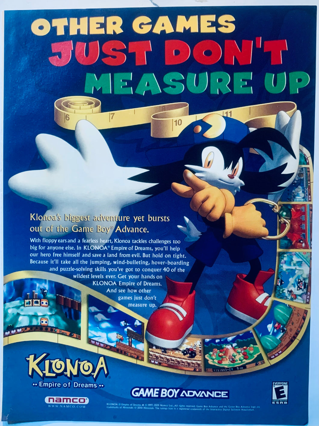 KLONOA Empire of Dreams - GBA - Original Vintage Advertisement - Print Ads - Laminated A4 Poster