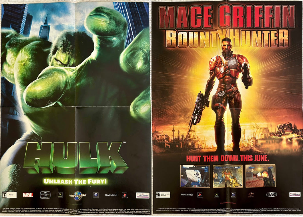 Hulk / Mace Griffin: Bounty Hunter - PS2/NGC/Xbox - Vintage Double-sided Poster - Promo
