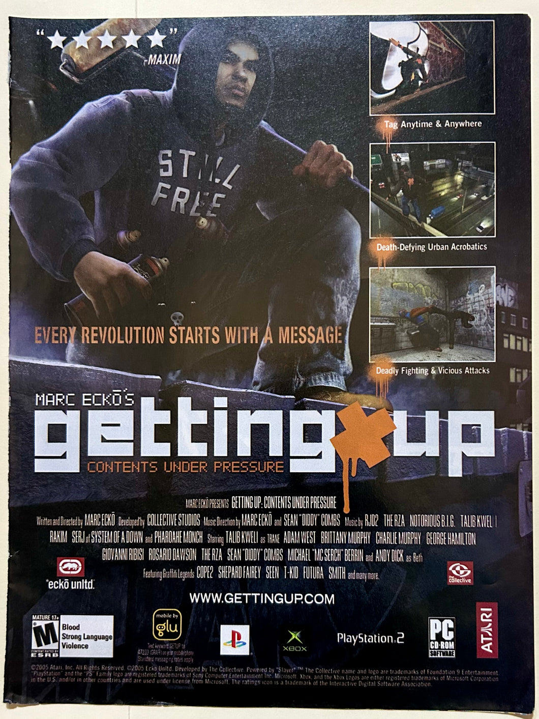 Marc Eckō's Getting Up: Contents Under Pressure - PS2 - Original Vintage Advertisement - Print Ads - Laminated A4 Poster