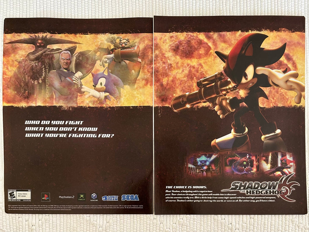 Shadow the Hedgehog - PS2 Xbox NGC - Original Vintage Advertisement - Print Ads - Laminated A3 Poster