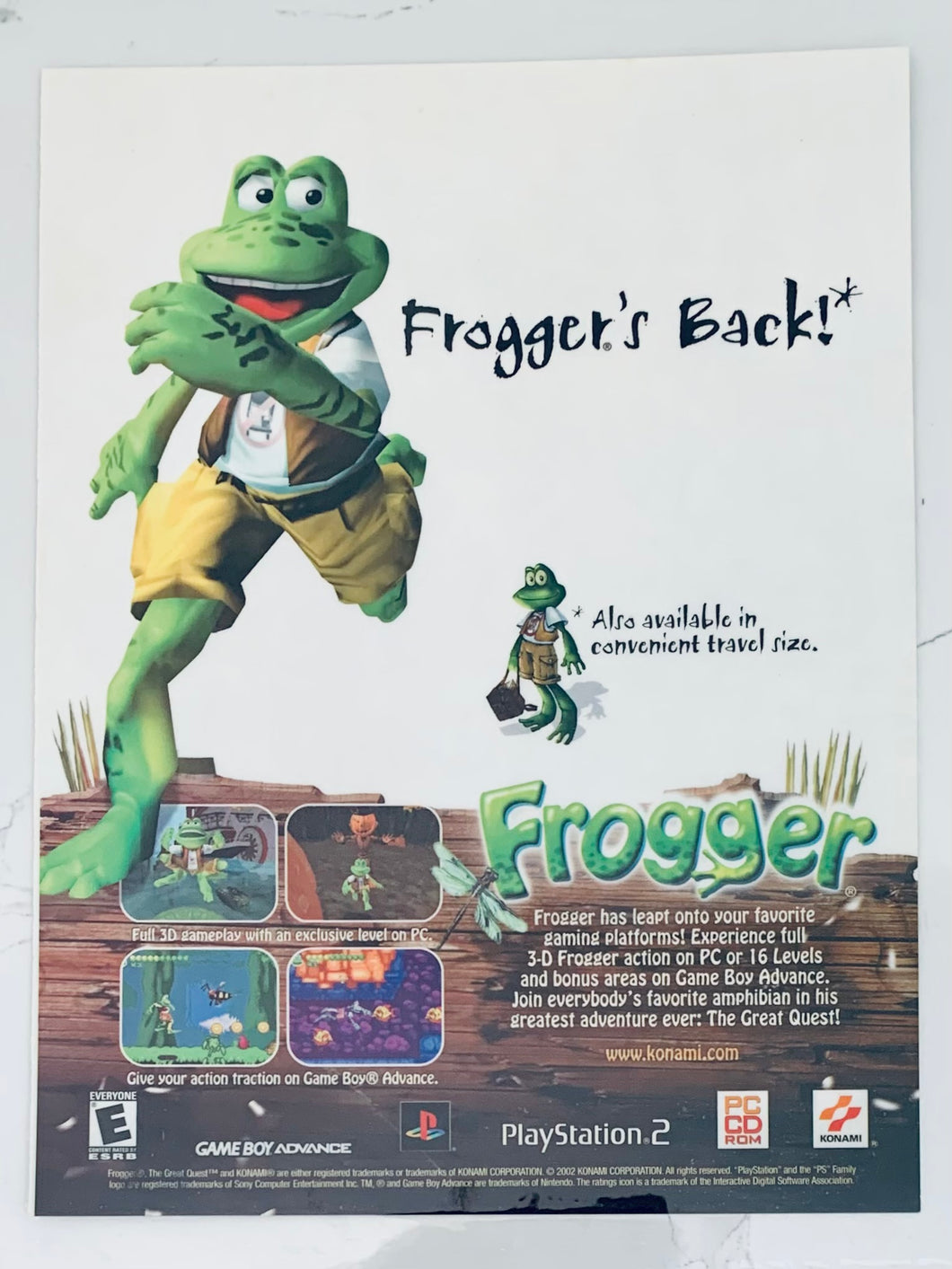 Frogger - PS2 GBA PC - Original Vintage Advertisement - Print Ads - Laminated A4 Poster