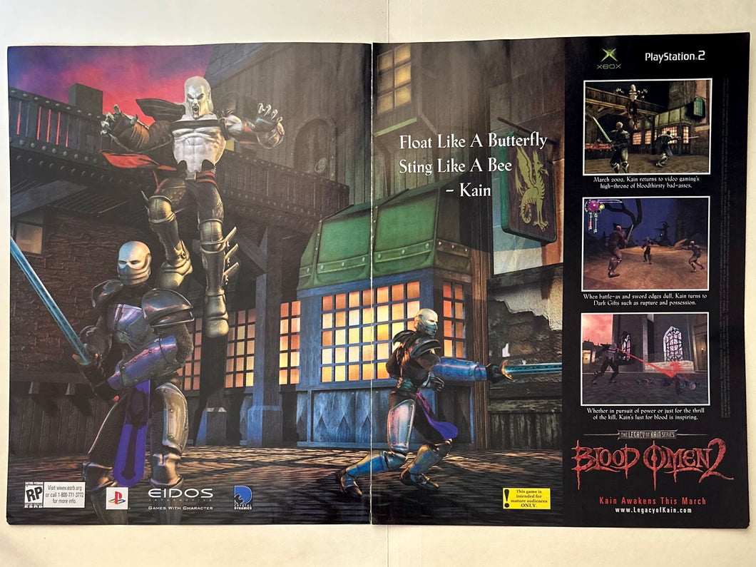 Blood Omen 2: Legacy of Kain - PS2 Xbox - Original Vintage Advertisement - Print Ads - Laminated A3 Poster