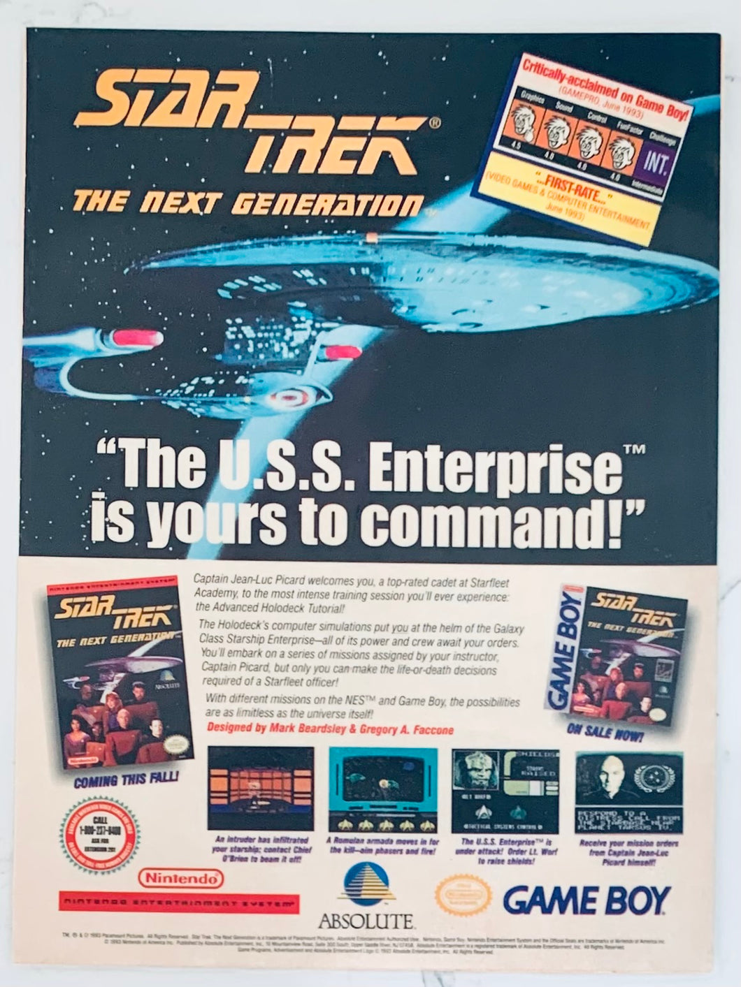 Star Trek: The Next Generation - NES - Original Vintage Advertisement - Print Ads - Laminated A4 Poster
