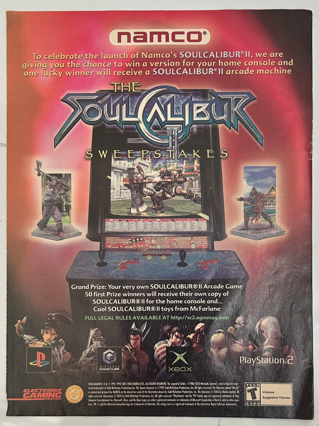 The Soul Calibur II Sweepstakes - PS2 Xbox NGC - Original Vintage Advertisement - Print Ads - Laminated A4 Poster