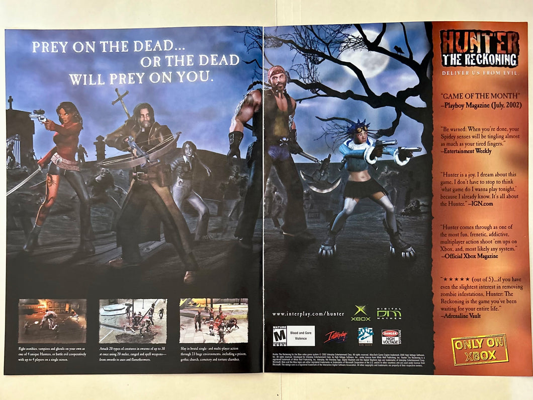 Hunter the Reckoning - Xbox - Original Vintage Advertisement - Print Ads - Laminated A3 Poster