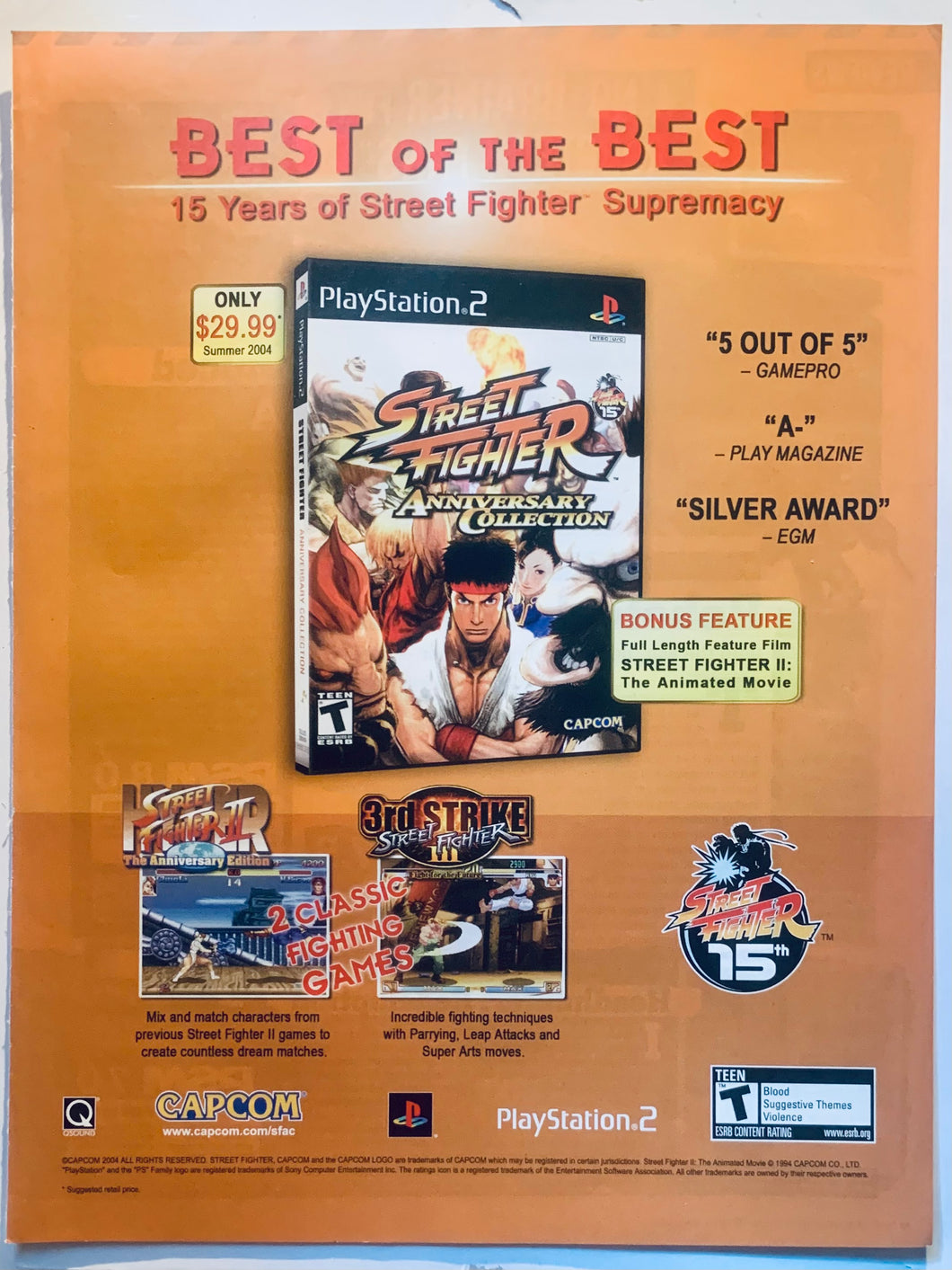 Street Fighter Anniversary Collection - PS2 - Original Vintage Advertisement - Print Ads - Laminated A4 Poster