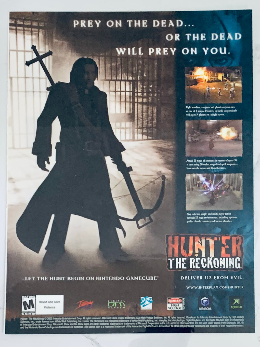 Hunter the Reckoning - Xbox NGC - Original Vintage Advertisement - Print Ads - Laminated A4 Poster