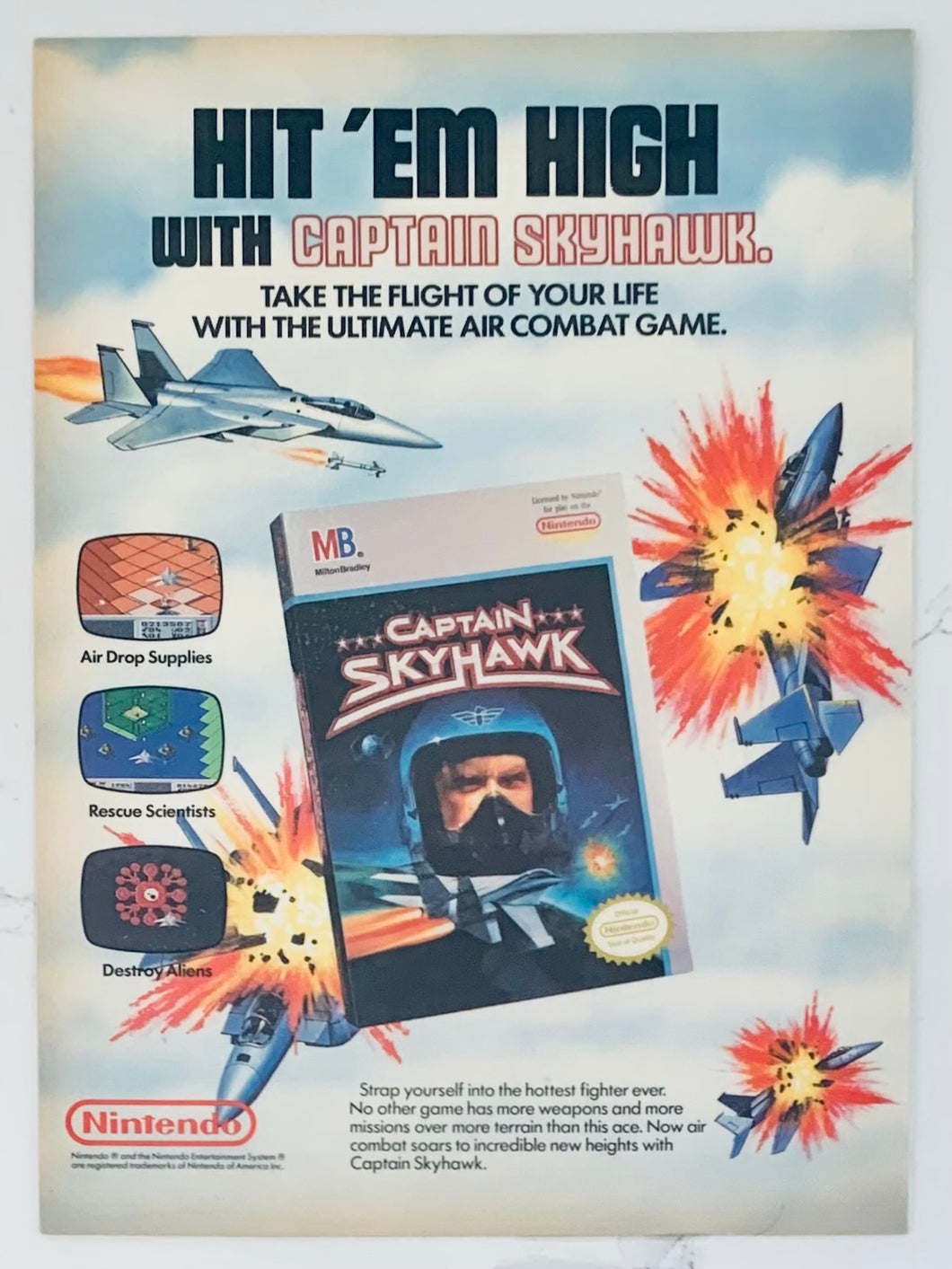 Captain Skyhawk - NES - Original Vintage Advertisement - Print Ads - Laminated A4 Poster