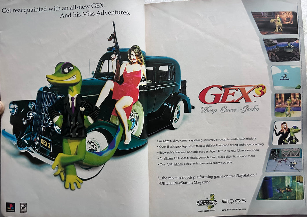 Gex 3: Deep Cover Gecko - PlayStation - Original Vintage Advertisement - Print Ads - Laminated A3 Poster