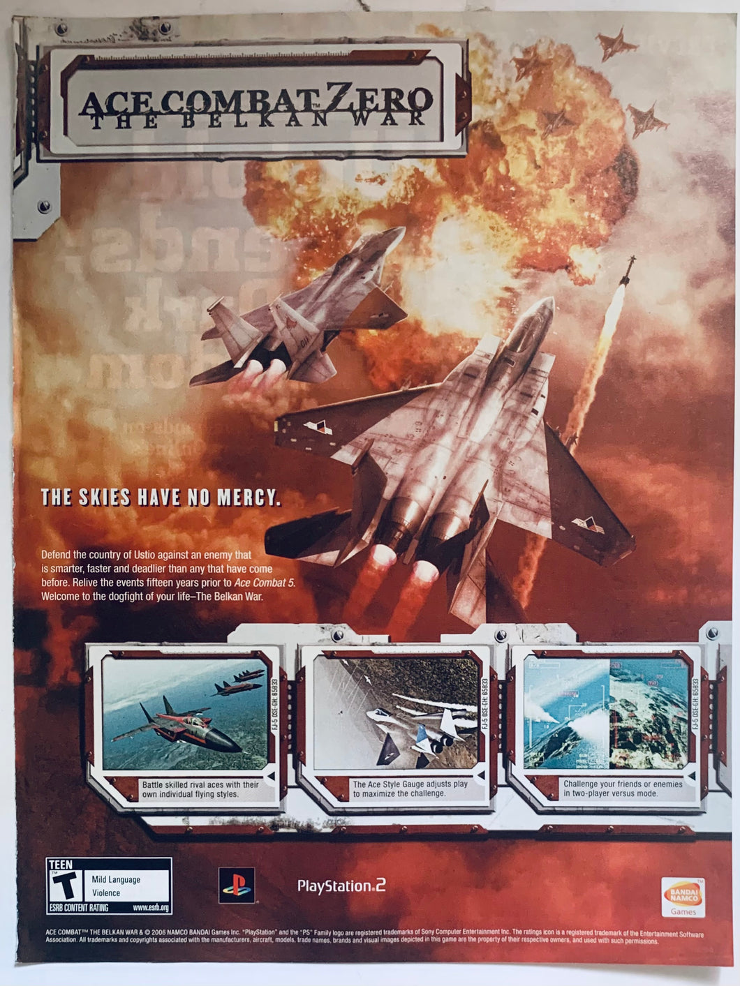 Ace Combat Zero: The Belkan War - PS2 - Original Vintage Advertisement - Print Ads - Laminated A4 Posters