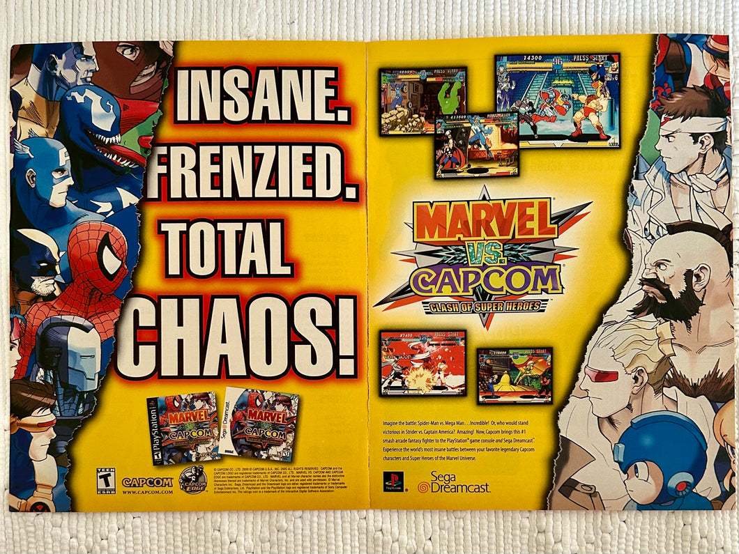 Marvel vs. Capcom: Clash of Super Heroes - PlayStation Dreamcast - Original Vintage Advertisement - Print Ads - Laminated A3 Poster